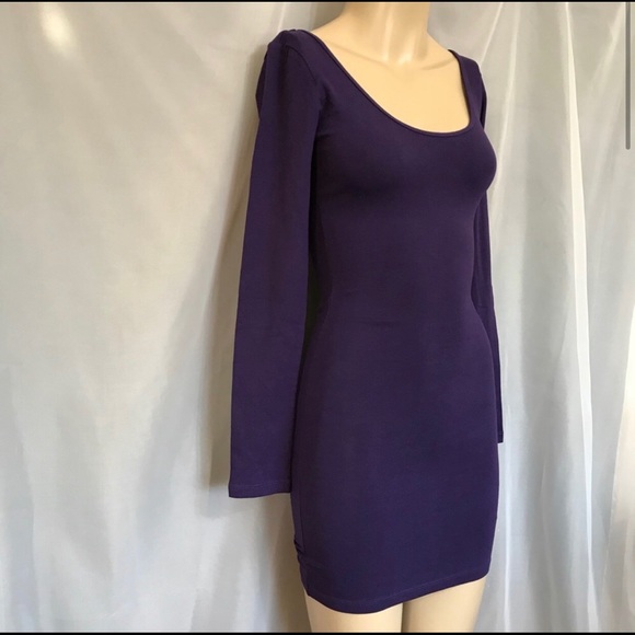 🚫SOLD🚫 NWT F21 Dark Purple Long Sleeve Body Con - Picture 3 of 4